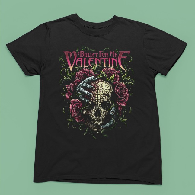 Bullet for My Valentine Roses & Skull Men and Women T-Shirt - 1