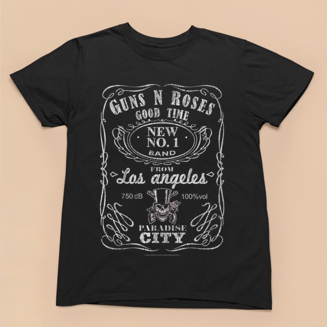 Guns N' Roses Paradise City Whiskey Label Fan Art Men and Women T-Shirt - 2