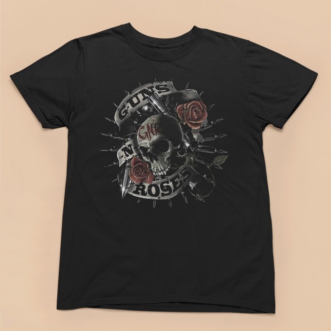 Guns N' Roses Skull and Roses Fan Art Men and Women T-Shirt - 1