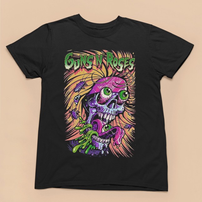 Guns N' Roses Neon Skull Explosion Fan Art Men and Women T-Shirt - 1