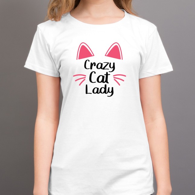 Crazy Cat Lady With Cat Ears and Whiskers T-Shirt - 1