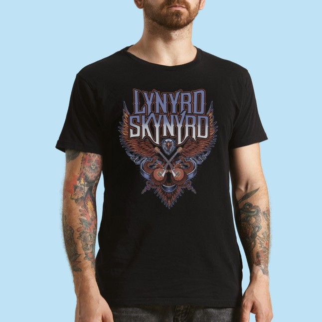 Lynyrd Skynyrd Wings and Guitars Fan Art Men and Women T-Shirt - 1