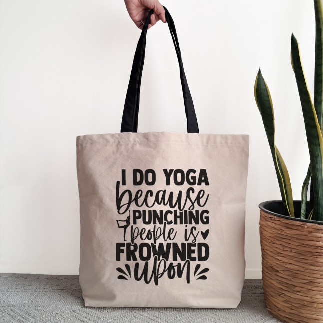 I Do Yoga Because Punching People Is Frowned Upon Large Tote Bag - 1