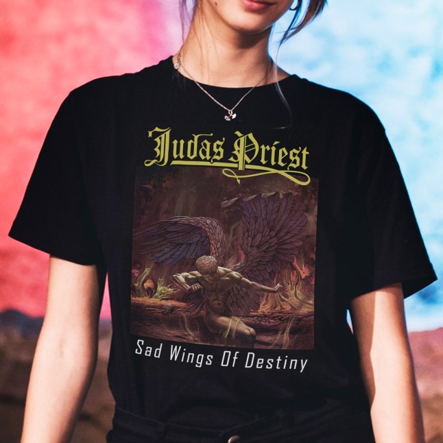 Judas Priest Sad Wings of Destiny Album Cover Art Men and Women T-Shirt - 1