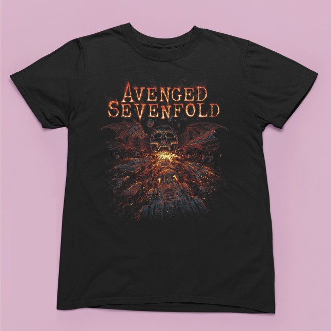 Avenged Sevenfold Hellfire Skull Fan Art Men and Women T-Shirt - 1