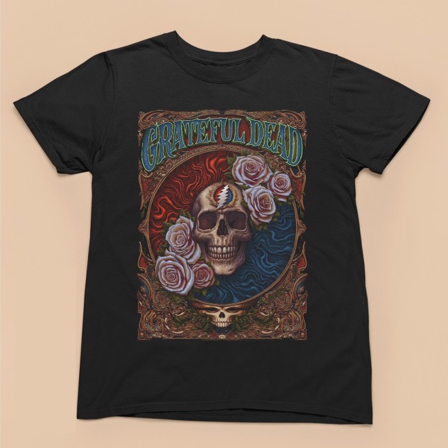 Grateful Dead Skull and Roses Fan Art Men and Women T-Shirt - 1