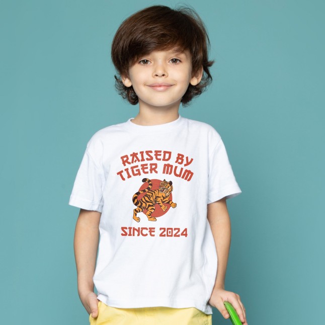 Custom Raised By Tiger Mum Kids T-Shirt - 1