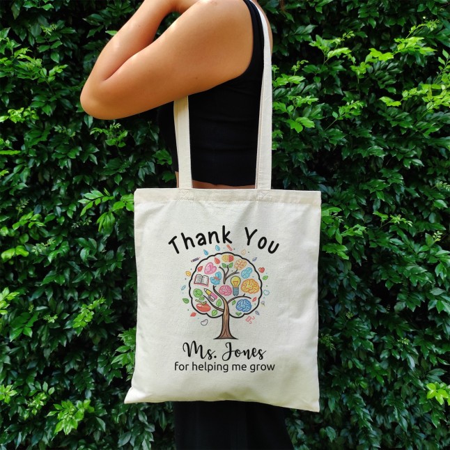 Custom Thank You For Helping Me Grow Medium Tote Bag - 1