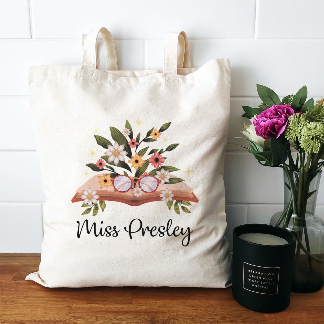 Custom Blooming Book Medium Tote Bag - 1