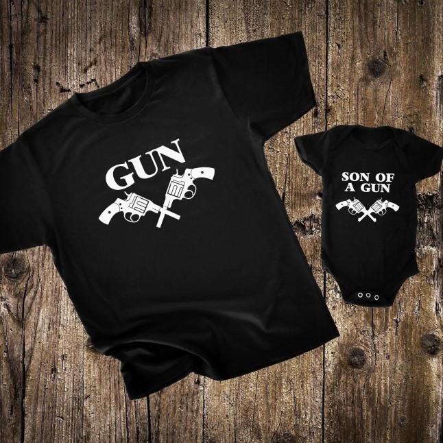 Gun and Son Of A Gun Father and Son Matching T-Shirt - 1