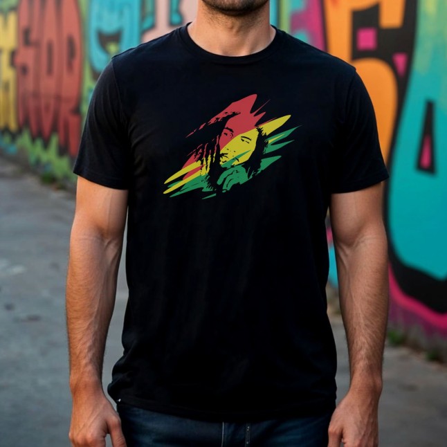 Bob Marley Rasta Brushstroke T-Shirt - 1