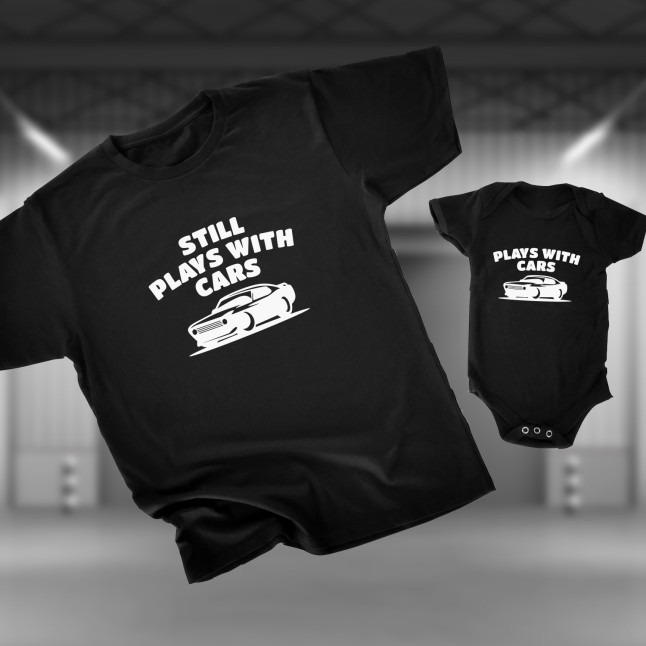 Plays with Cars Father and Son Matching T-Shirt - 1