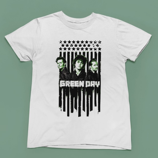 Green Day Grunge Stripes T-Shirt - 1