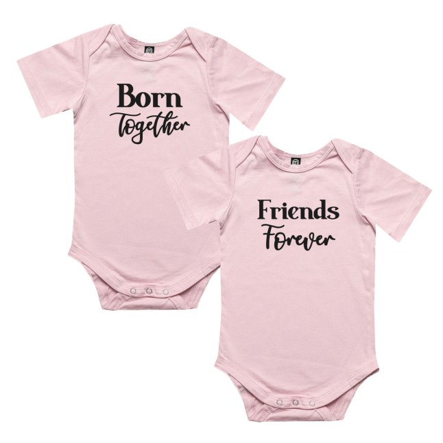 Born Together Friends Forever Twins Matching Onesies - 1