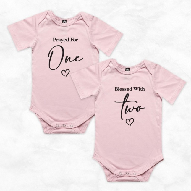 Prayed For One Blessed With Two Twins Matching Onesies - 1