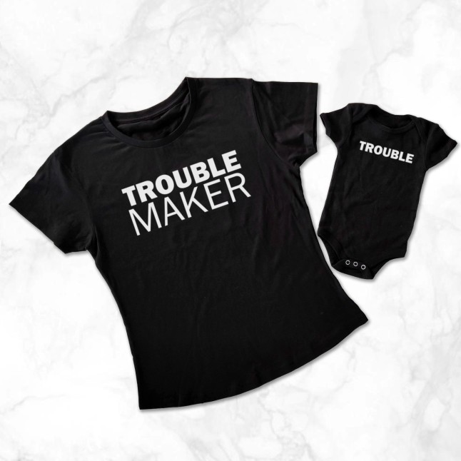 Trouble Maker Mother and Child Matching T-Shirt - 1