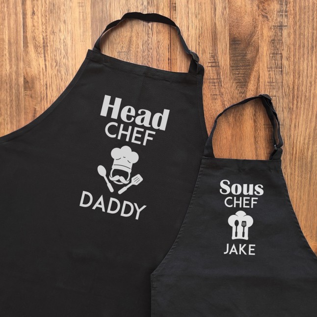 copy of Head Chef Sous Chef Adult And Child Apron Set - 1