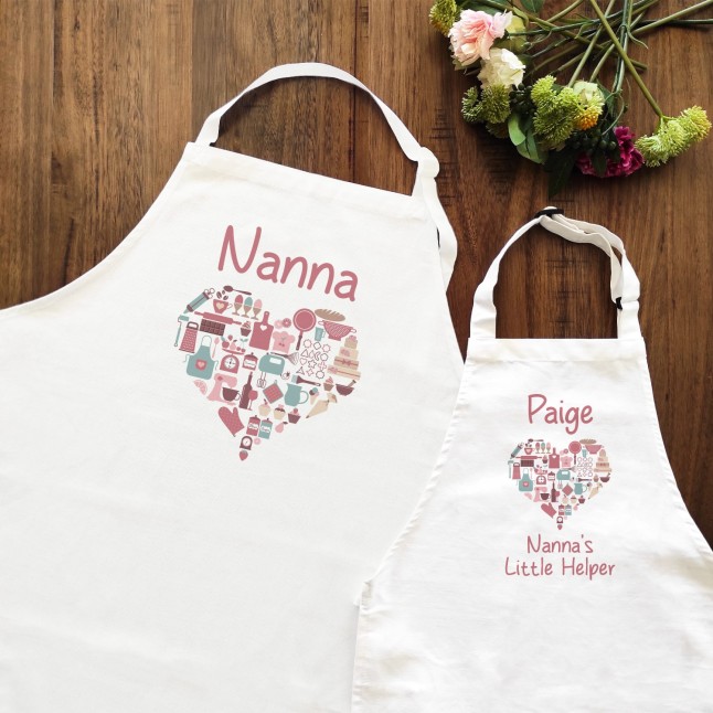 Custom Little Helper Matching Adult and Child Apron Set - 1