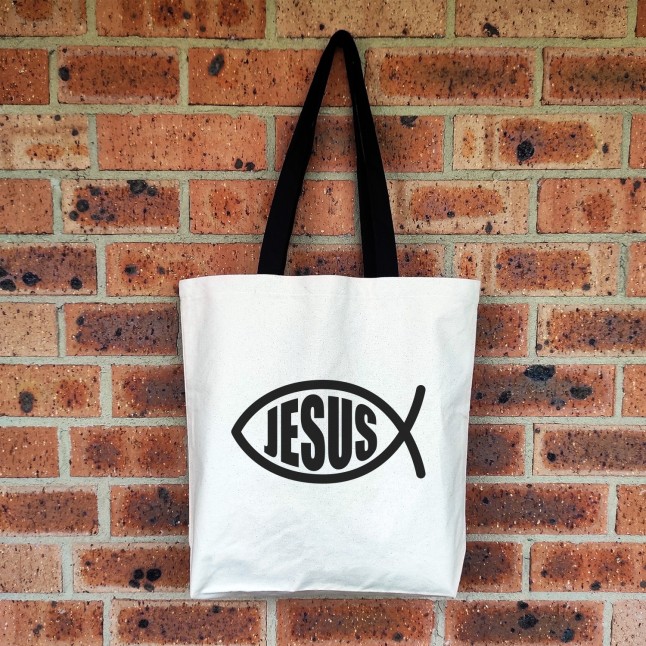 Ichthys Jesus Fish Symbol Large Tote Bag - 1