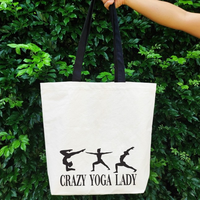 Crazy Yoga Lady Large Tote Bag - 1