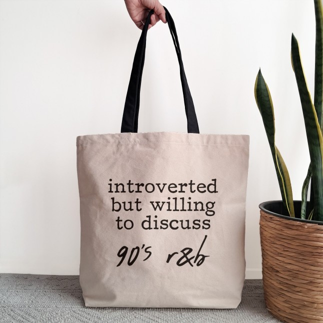 Introverted But Willing To Discuss 90's RnB Large Tote Bag - 1