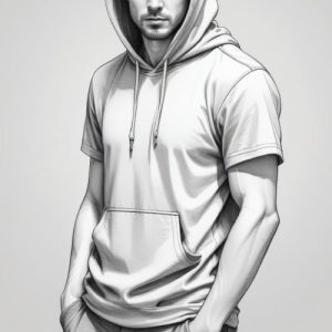 hooded-t-shirt-short-sleeve-drawing